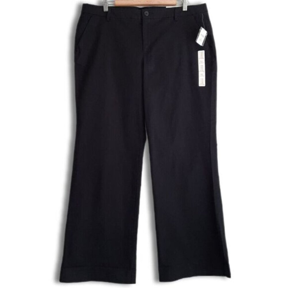 GAP The Perfect Khaki Wide Leg Opening Pants Black Sz 16 Flawed